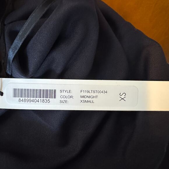 Susana Monaco Sleeveless Tie Neck Flare Top Midnight XS NWT Mockneck Stretchy - Picture 7 of 8